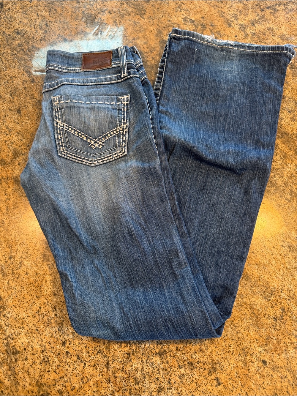 BKE Stella Flare 26XL Blue Bootcut Jeans with Contrast Stitching
